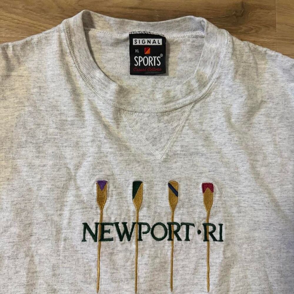 Vintage 90s Newport RI Long Sleeve Tee embroidered nature Size XL